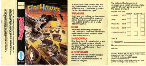 FireHawks box art for ZX Spectrum